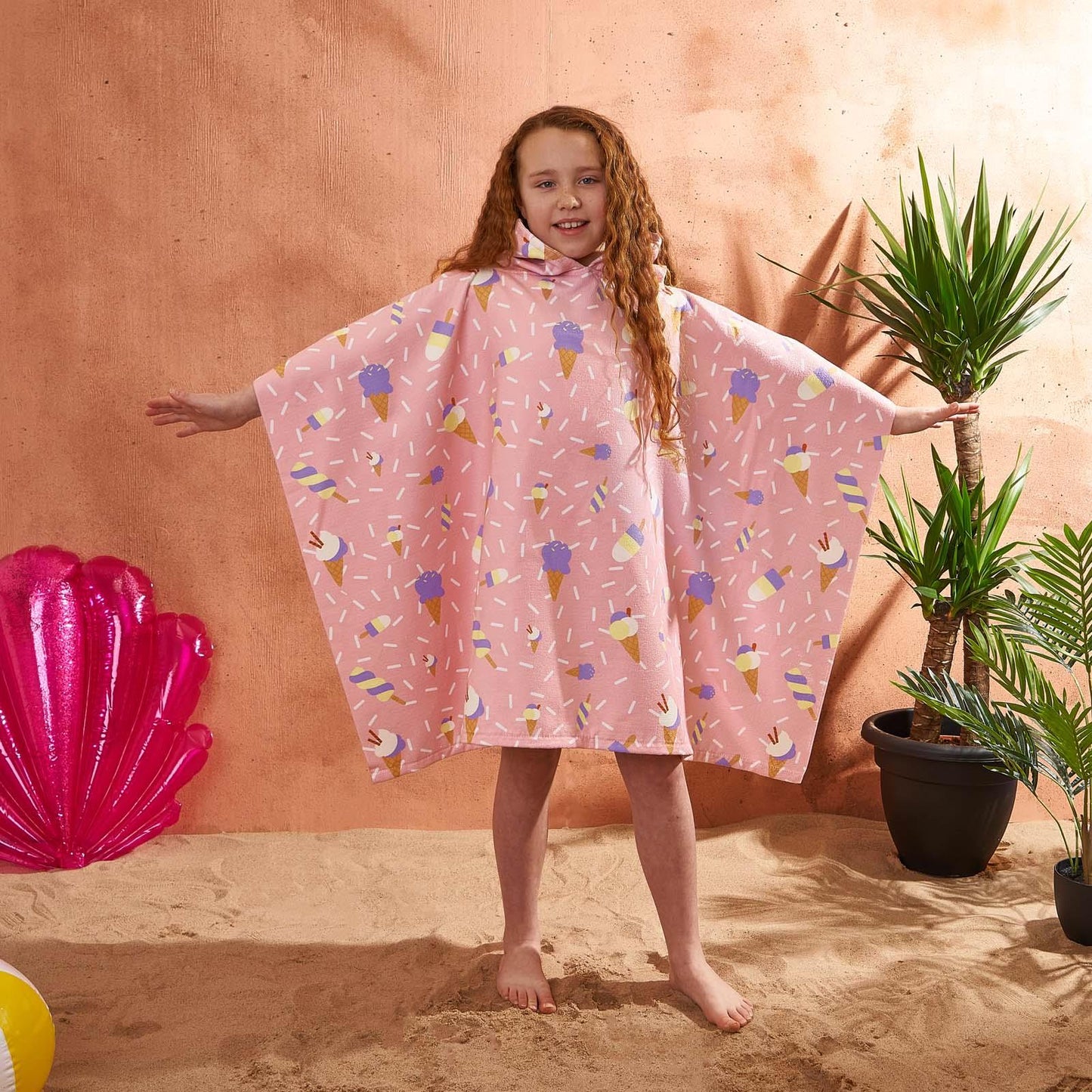 Kids Poncho Beach Towel Hooded Quick Dry Microfibre Holiday Swimming Absorbent