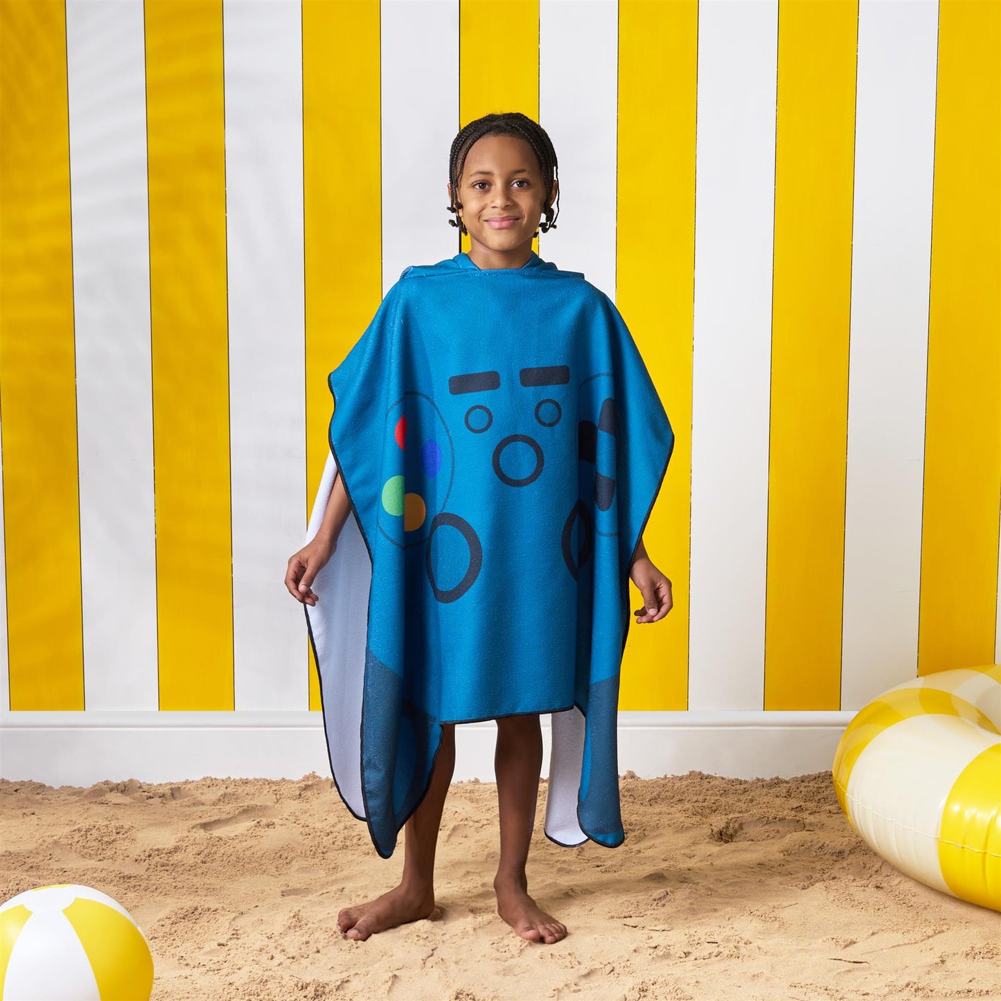 Kids Poncho Beach Towel Hooded Quick Dry Microfibre Holiday Swimming Absorbent
