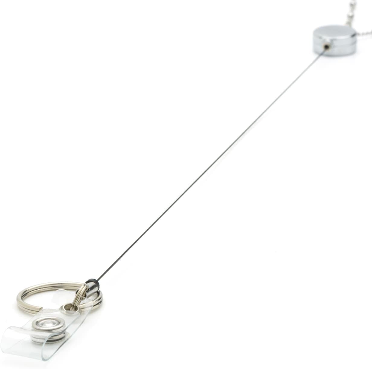 Lanyard ID Card Holder Necklace Silver Chain Strap Metal Retractable Badge Reel