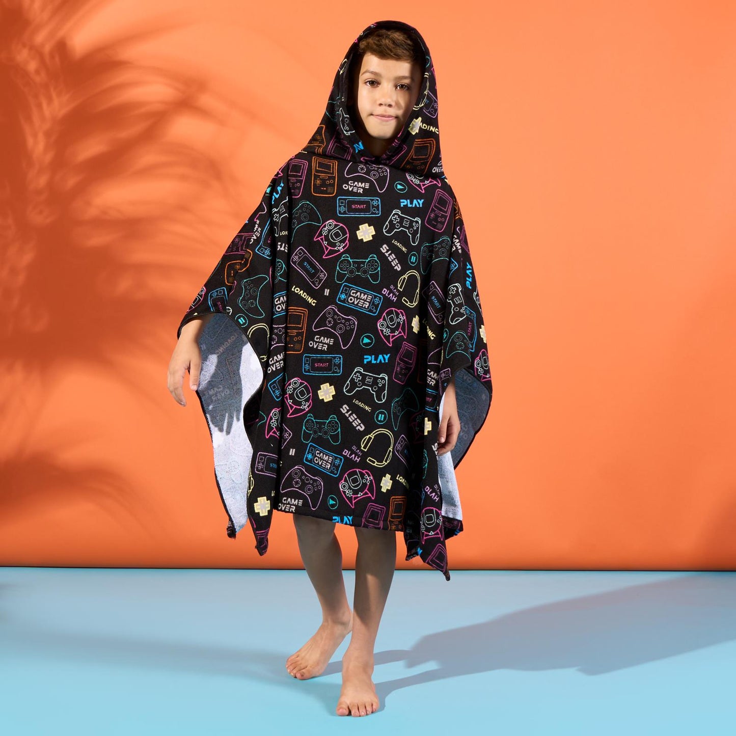 Kids Poncho Beach Towel Hooded Quick Dry Microfibre Holiday Swimming Absorbent