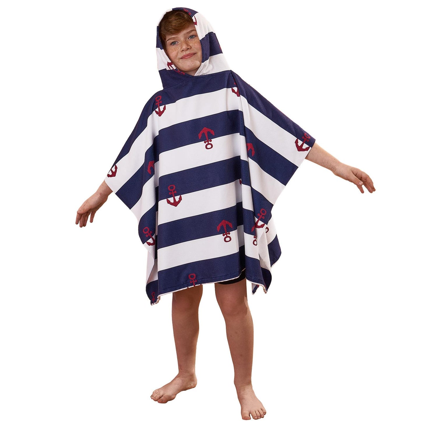 Kids Poncho Beach Towel with Hood, Quick Dry Microfibre - Cruise Accessories