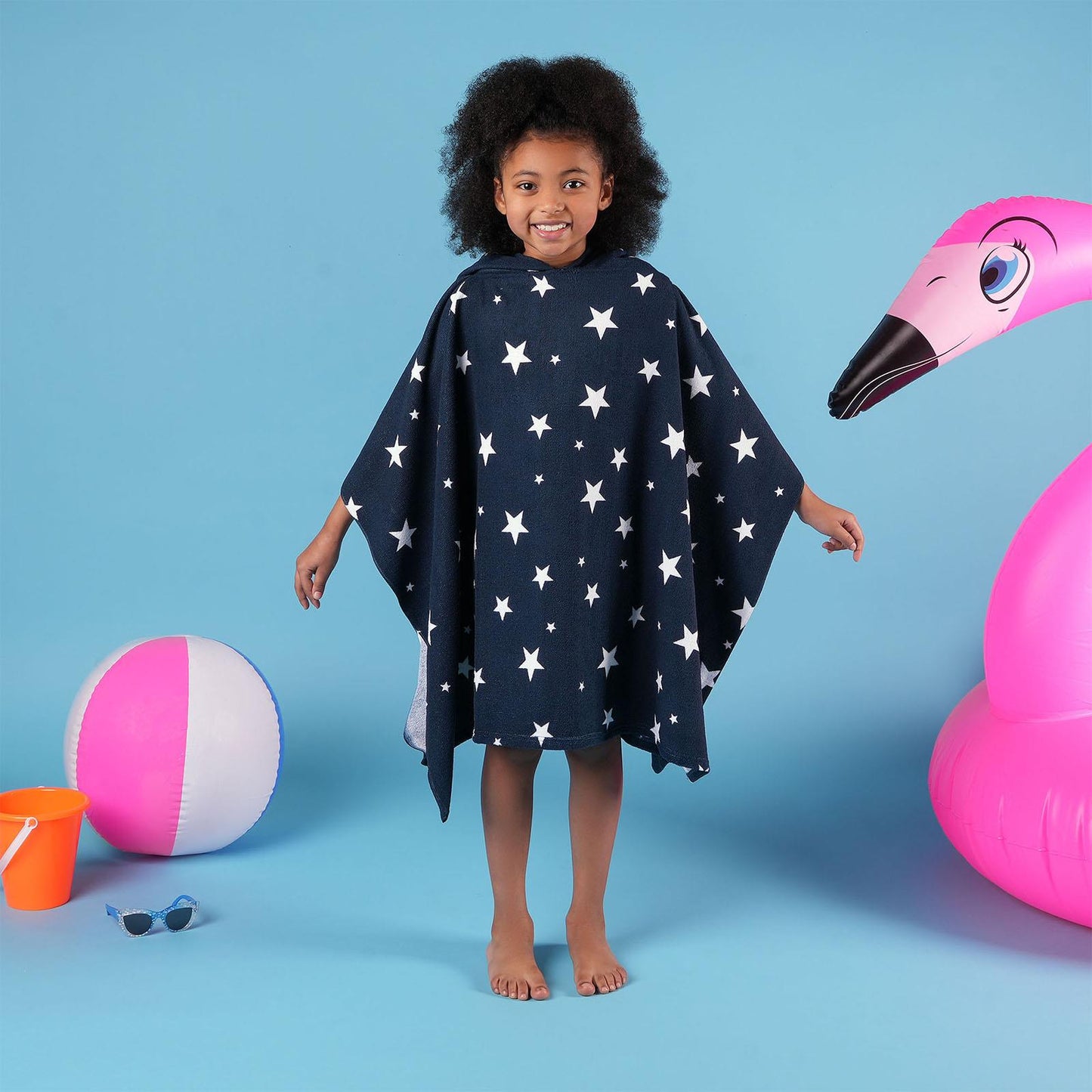 Kids Poncho Beach Towel Hooded Quick Dry Microfibre Holiday Swimming Absorbent