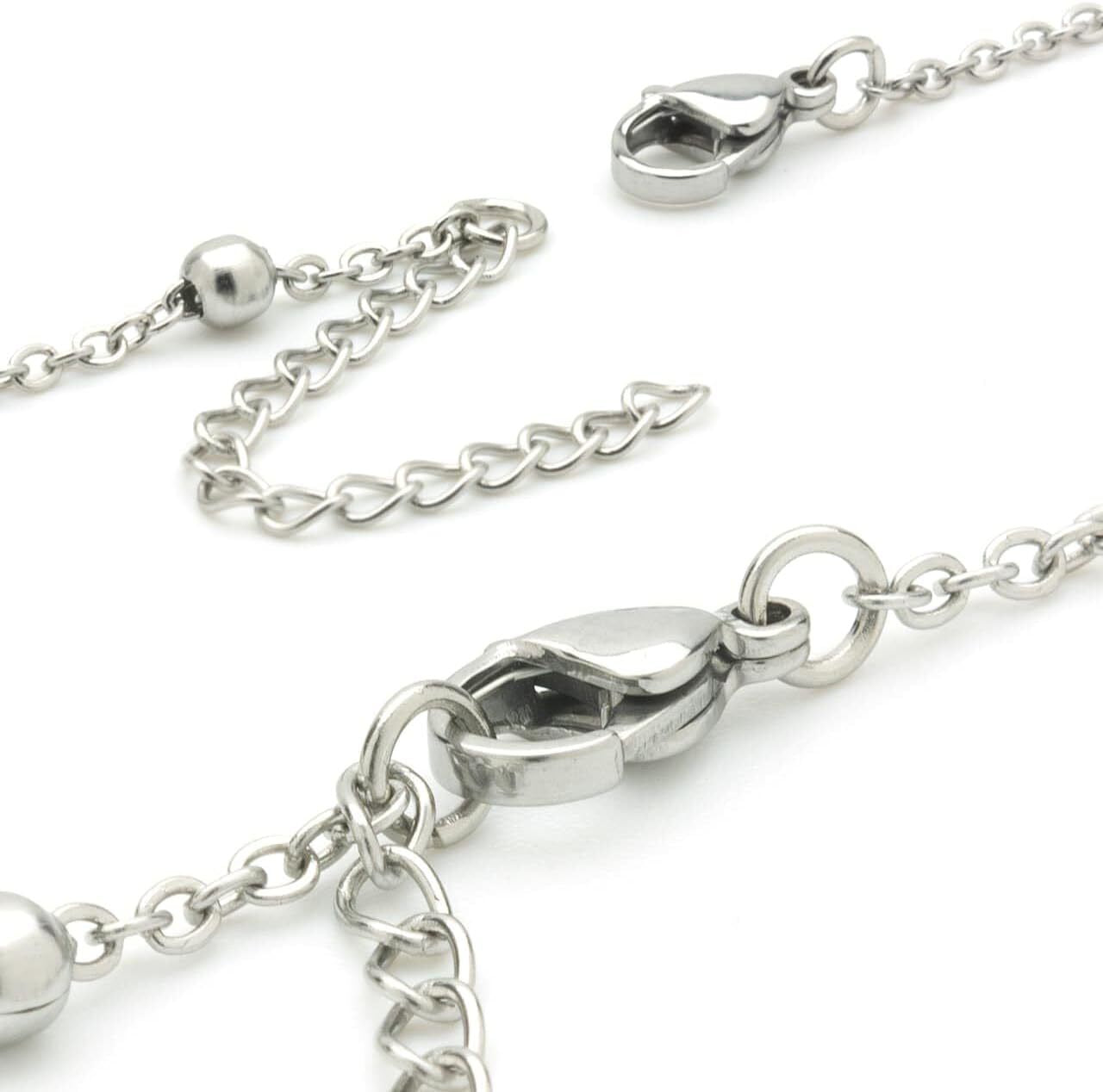 Lanyard ID Card Holder Necklace Silver Chain Strap Metal Retractable Badge Reel