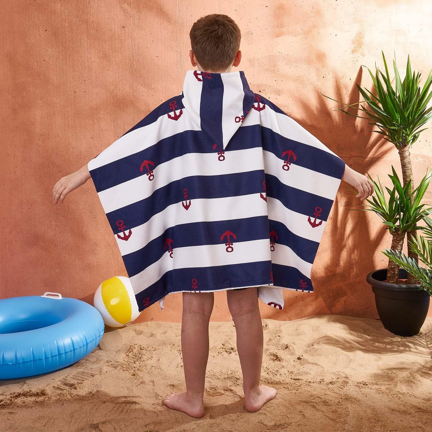 Kids Poncho Beach Towel with Hood, Quick Dry Microfibre - Cruise Accessories