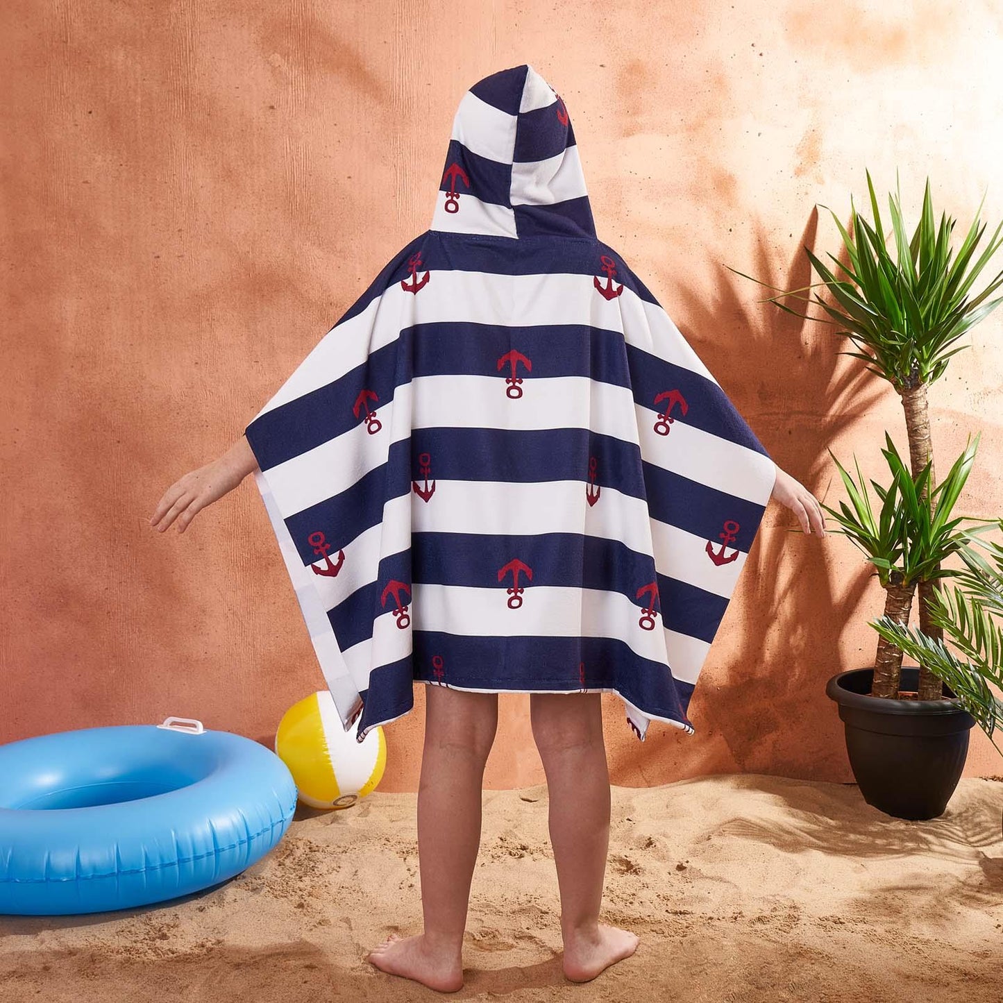 Kids Poncho Beach Towel with Hood, Quick Dry Microfibre - Cruise Accessories