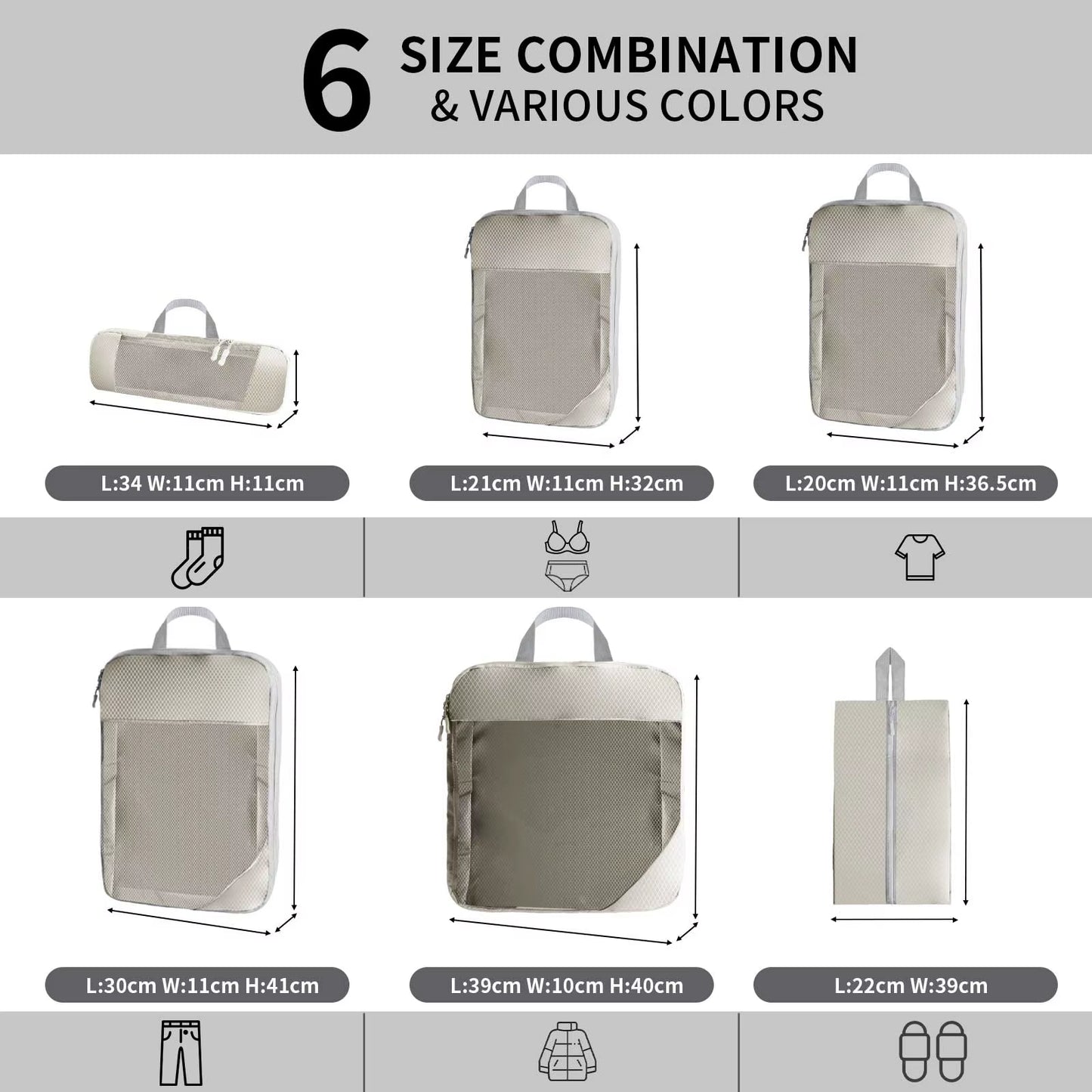 6Pcs Compression Packing Cubes Set for Cruise Packing - Cruise Accessories
