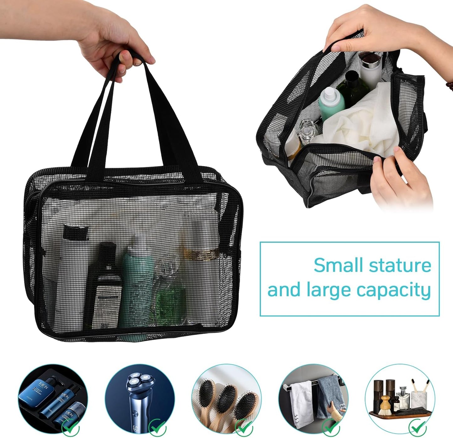 Quick Dry Mesh Beach Bag, Quick Dry Portable Tote Bag with Zipper - Cruise Accessories