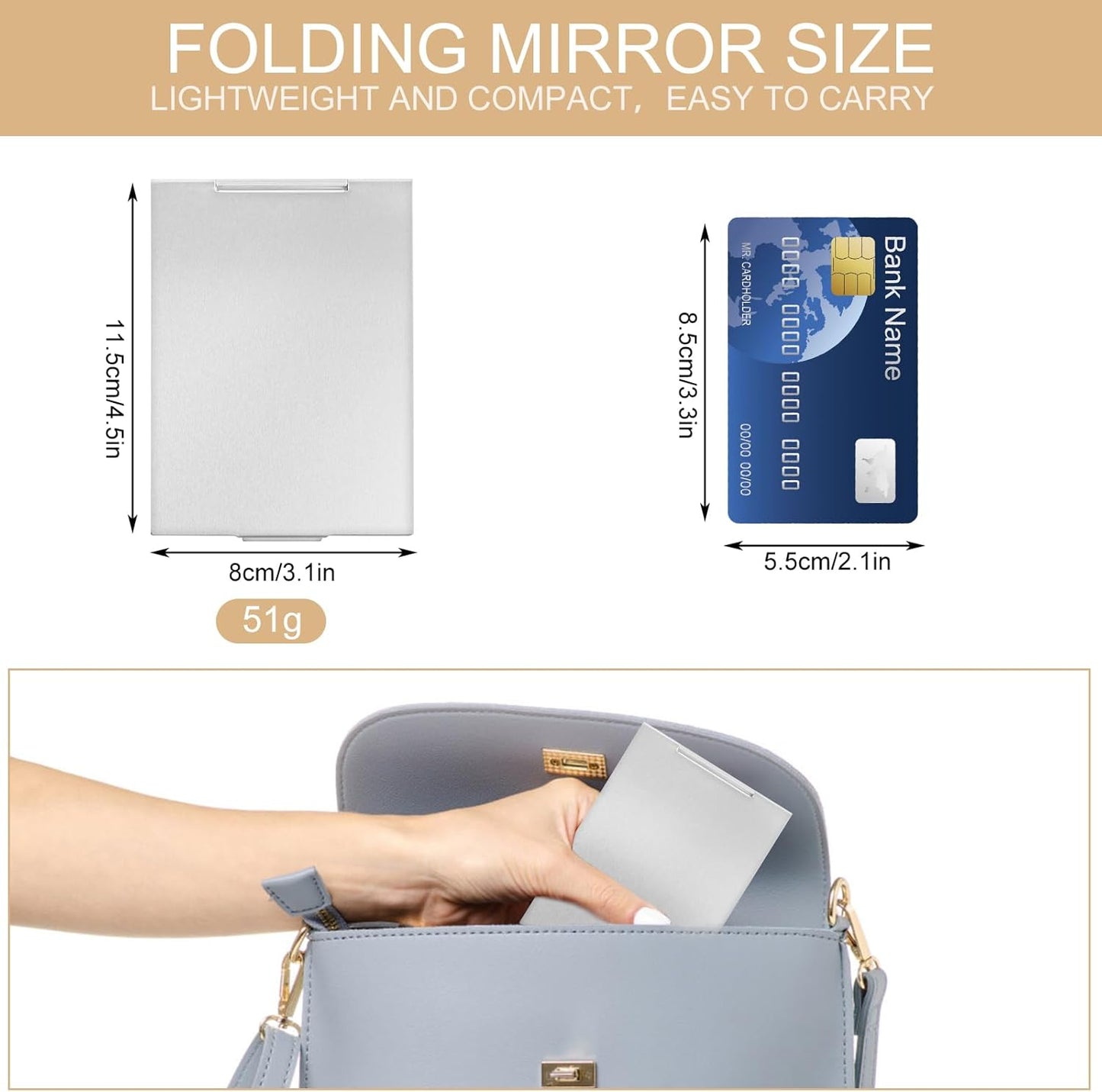 Ultra Slim Folding Mirror, 11.5 * 8Cm Little Travel Makeup Mirror, Folding Cruise Makeup Travel Mirror - Cruise Accessories