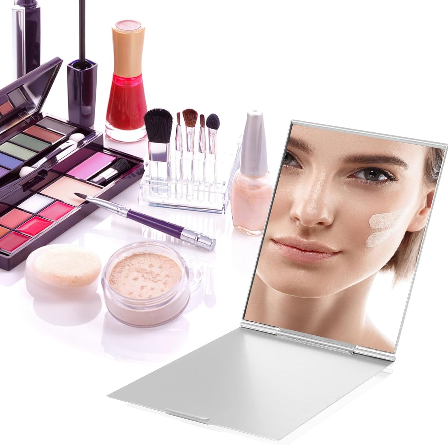 Ultra Slim Folding Mirror, 11.5 * 8Cm Little Travel Makeup Mirror, Folding Cruise Makeup Travel Mirror - Cruise Accessories