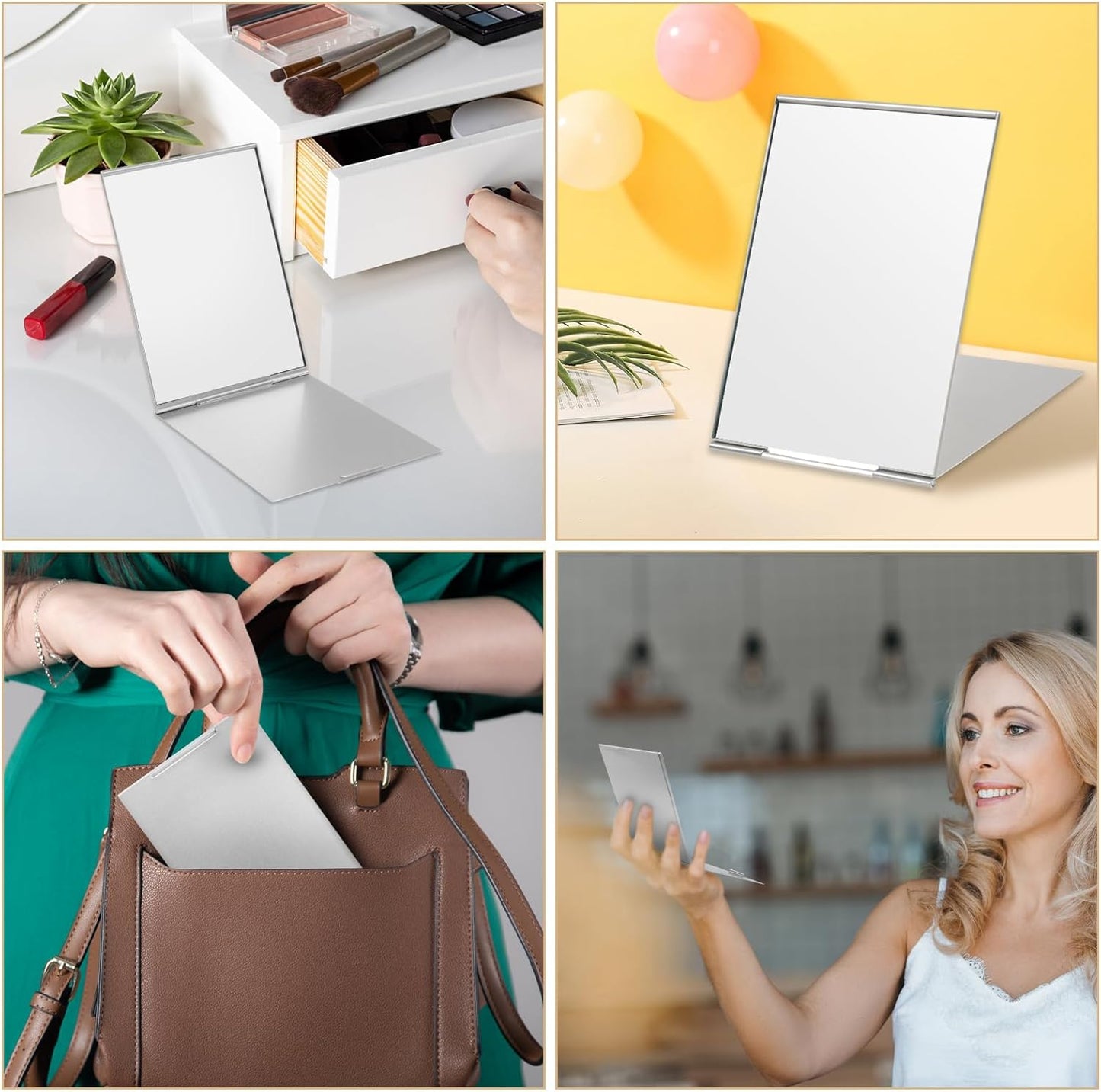 Ultra Slim Folding Mirror, 11.5 * 8Cm Little Travel Makeup Mirror, Folding Cruise Makeup Travel Mirror - Cruise Accessories