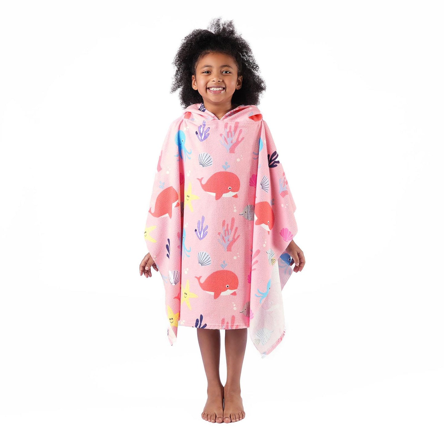 Kids Poncho Beach Towel Hooded Quick Dry Microfibre Holiday Swimming Absorbent