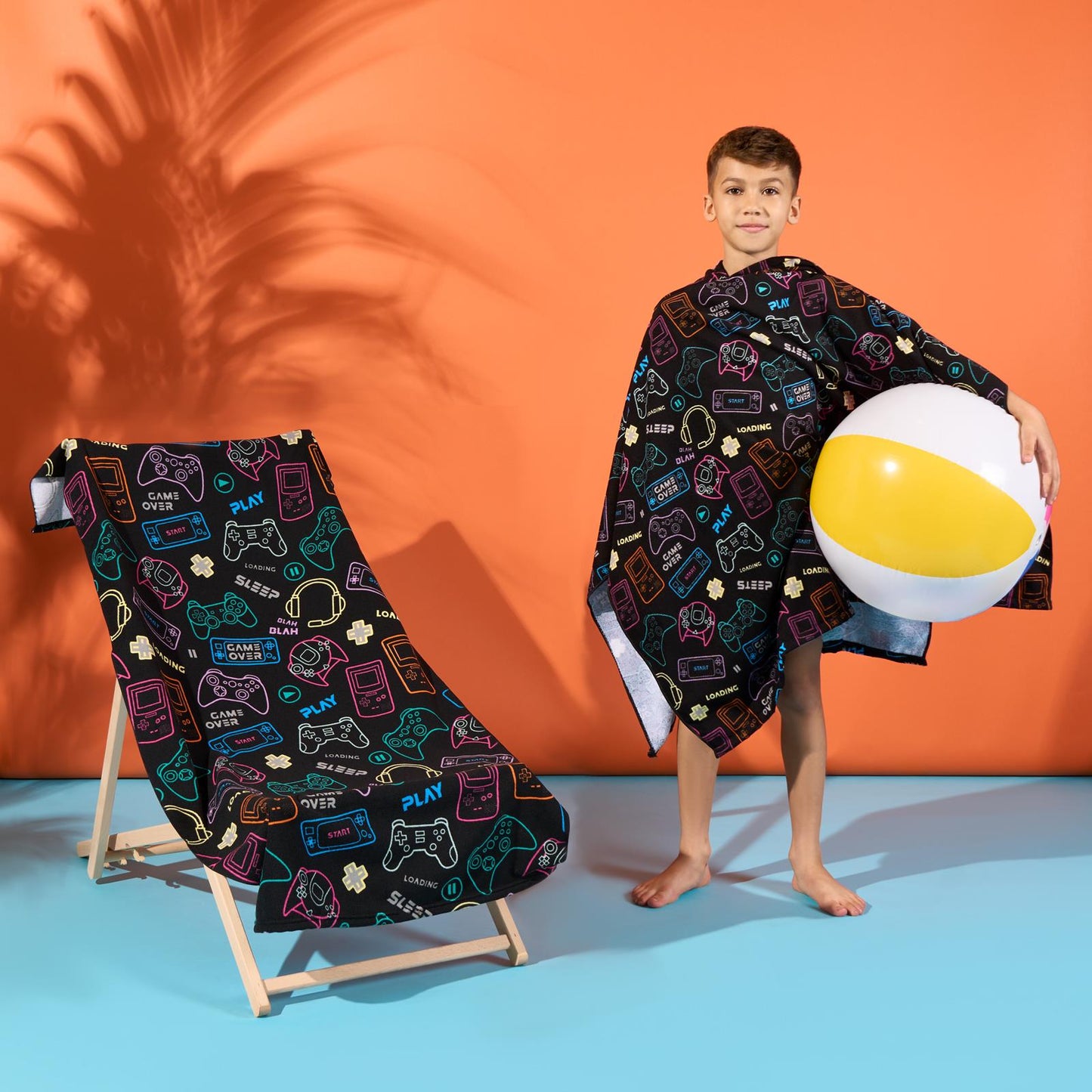 Kids Poncho Beach Towel Hooded Quick Dry Microfibre Holiday Swimming Absorbent