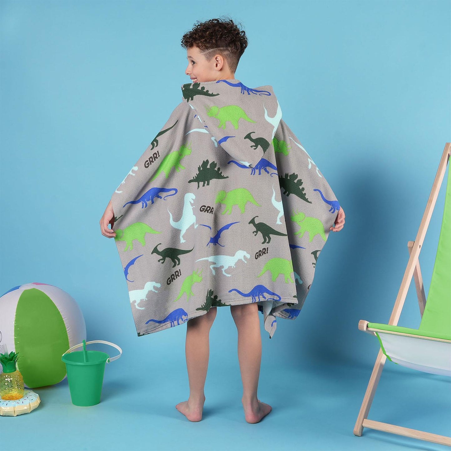 Kids Poncho Beach Towel with Hood, Quick Dry Microfibre - Cruise Accessories