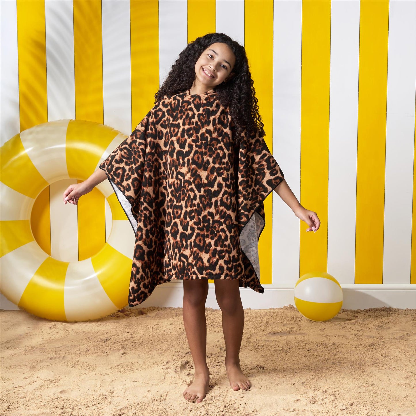 Kids Poncho Beach Towel Hooded Quick Dry Microfibre Holiday Swimming Absorbent