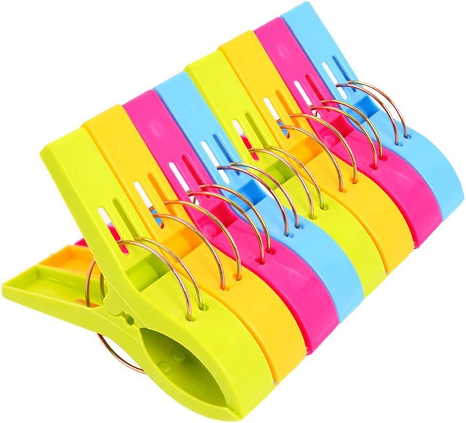 Beach Towel Clips, Beach Clips, Heavy Duty Clothes Pins - 8Pcs Multicolor