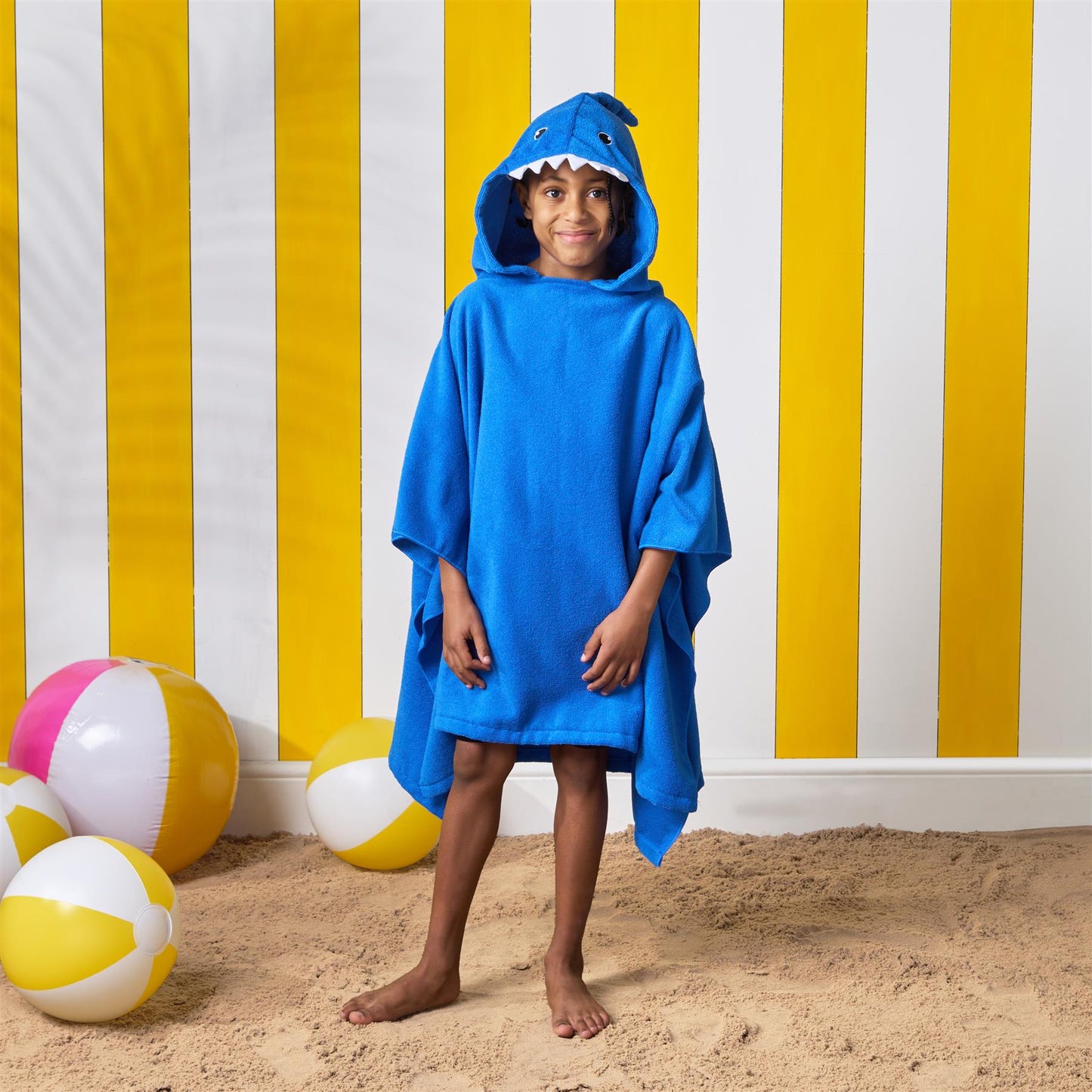 Kids Poncho Beach Towel Hooded Quick Dry Microfibre Holiday Swimming Absorbent