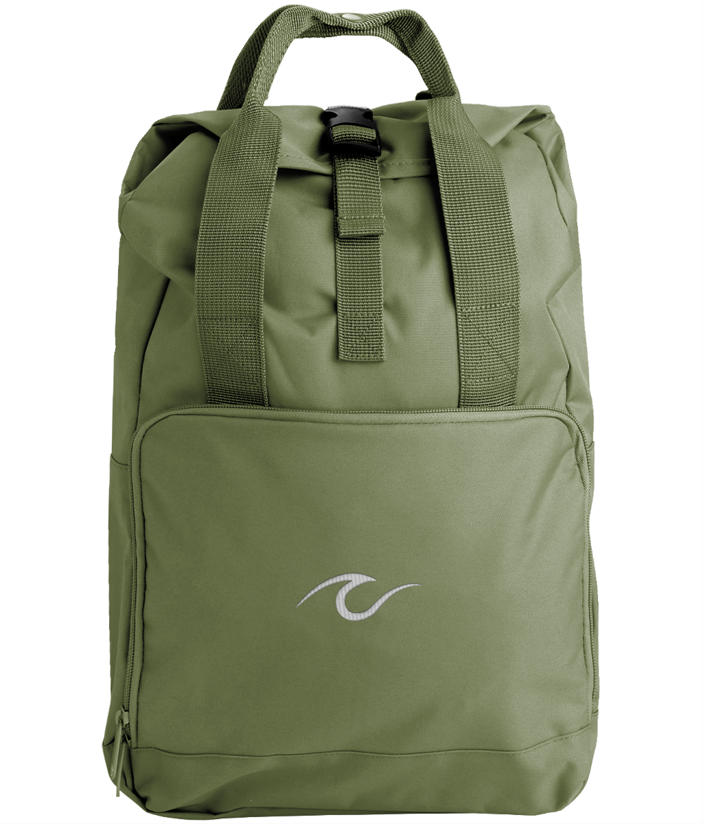 Cruise Wave Embroidered Roll-Top Backpack – Nautical Travel Bag for Cruise Adventures - Cruise Accessories