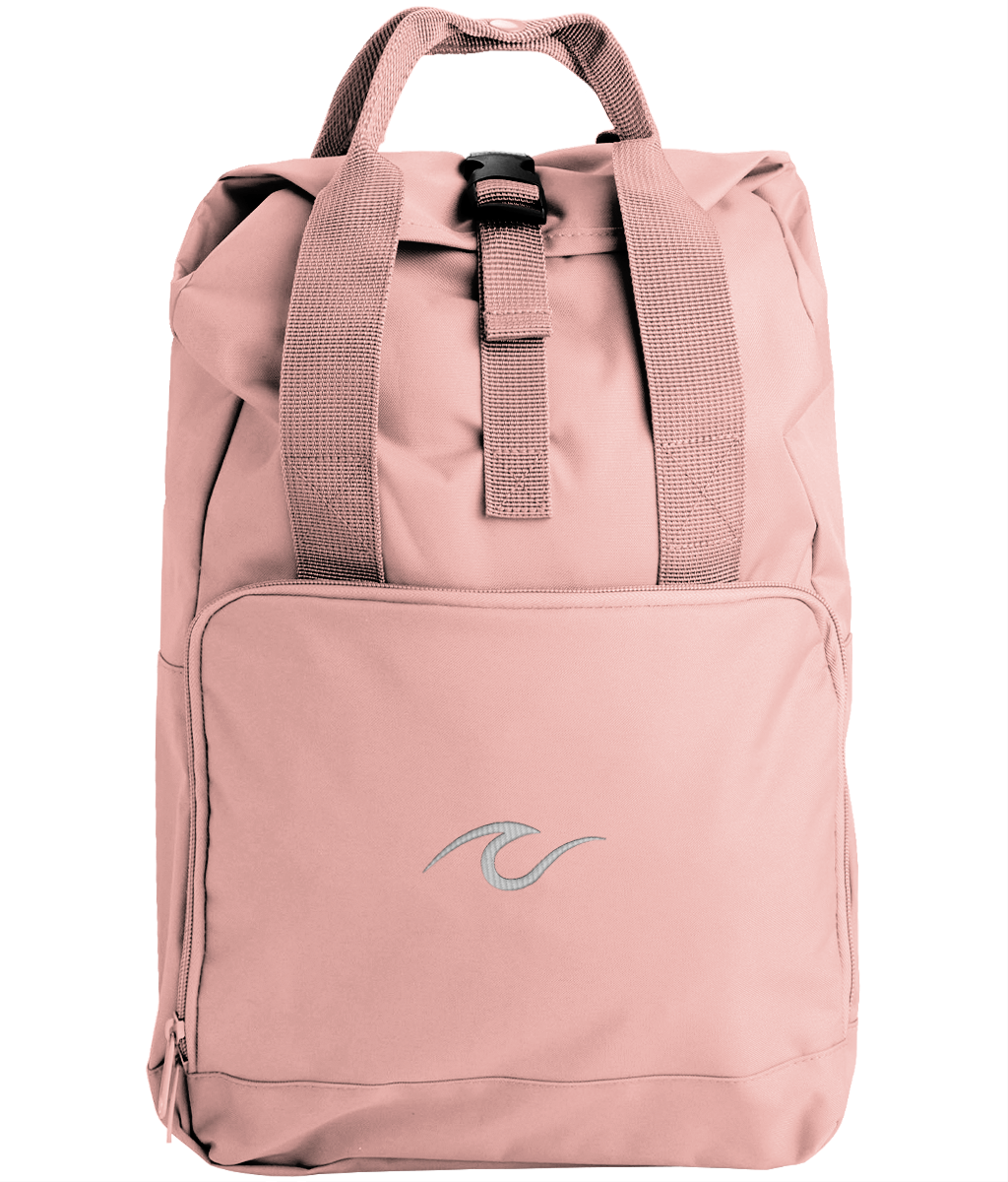 Cruise Wave Embroidered Roll-Top Backpack – Nautical Travel Bag for Cruise Adventures - Cruise Accessories