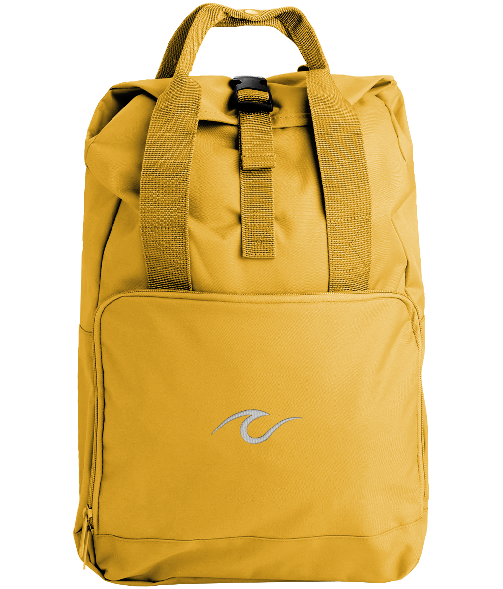 Cruise Wave Embroidered Roll-Top Backpack – Nautical Travel Bag for Cruise Adventures - Cruise Accessories