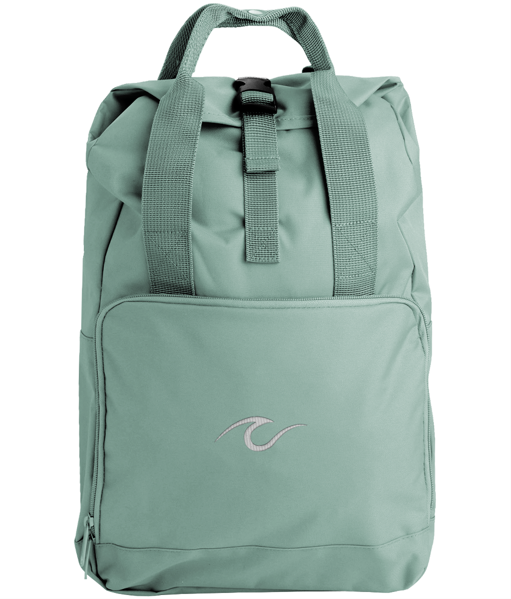 Cruise Wave Embroidered Roll-Top Backpack – Nautical Travel Bag for Cruise Adventures - Cruise Accessories