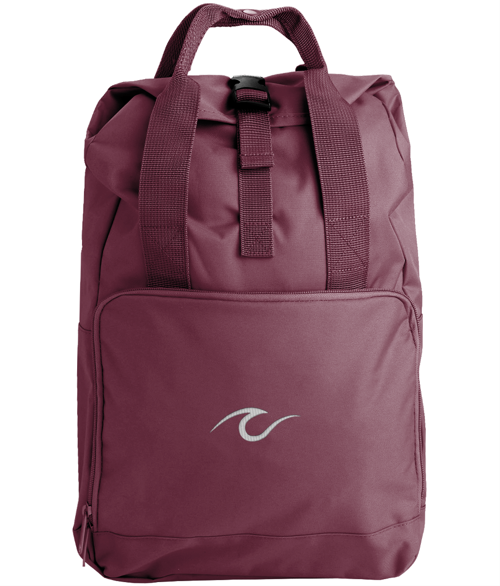 Cruise Wave Embroidered Roll-Top Backpack – Nautical Travel Bag for Cruise Adventures - Cruise Accessories