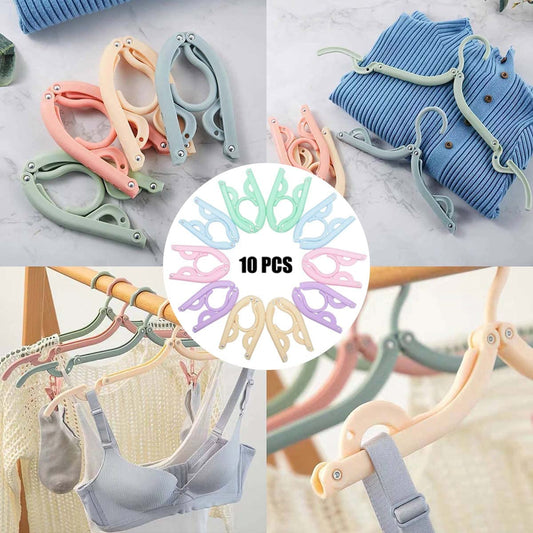 10 Pcs Plastic Travel Hangers - Portable Foldable Clothes Drying Rack for Travel - Cruise Accessories 