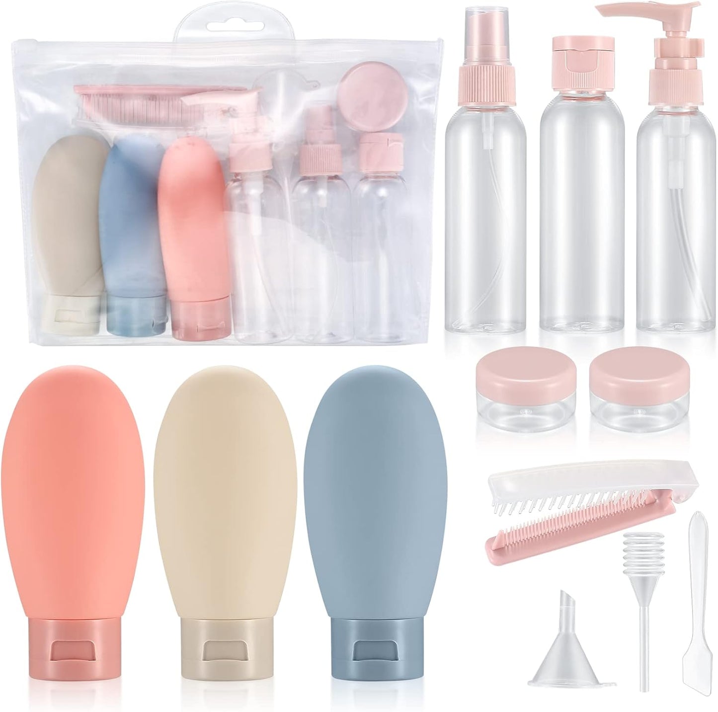 12 Pcs Travel Bottles Set, 60 ML Travel Size  Squeezable Refillable Bottles - Cruise Accessories 