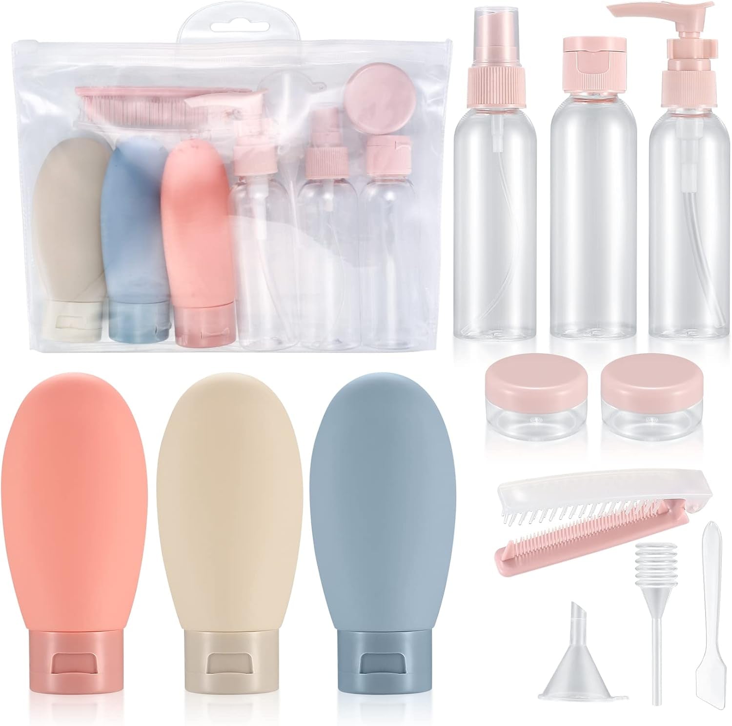 12 Pcs Travel Bottles Set, 60 ML Travel Size  Squeezable Refillable Bottles - Cruise Accessories 