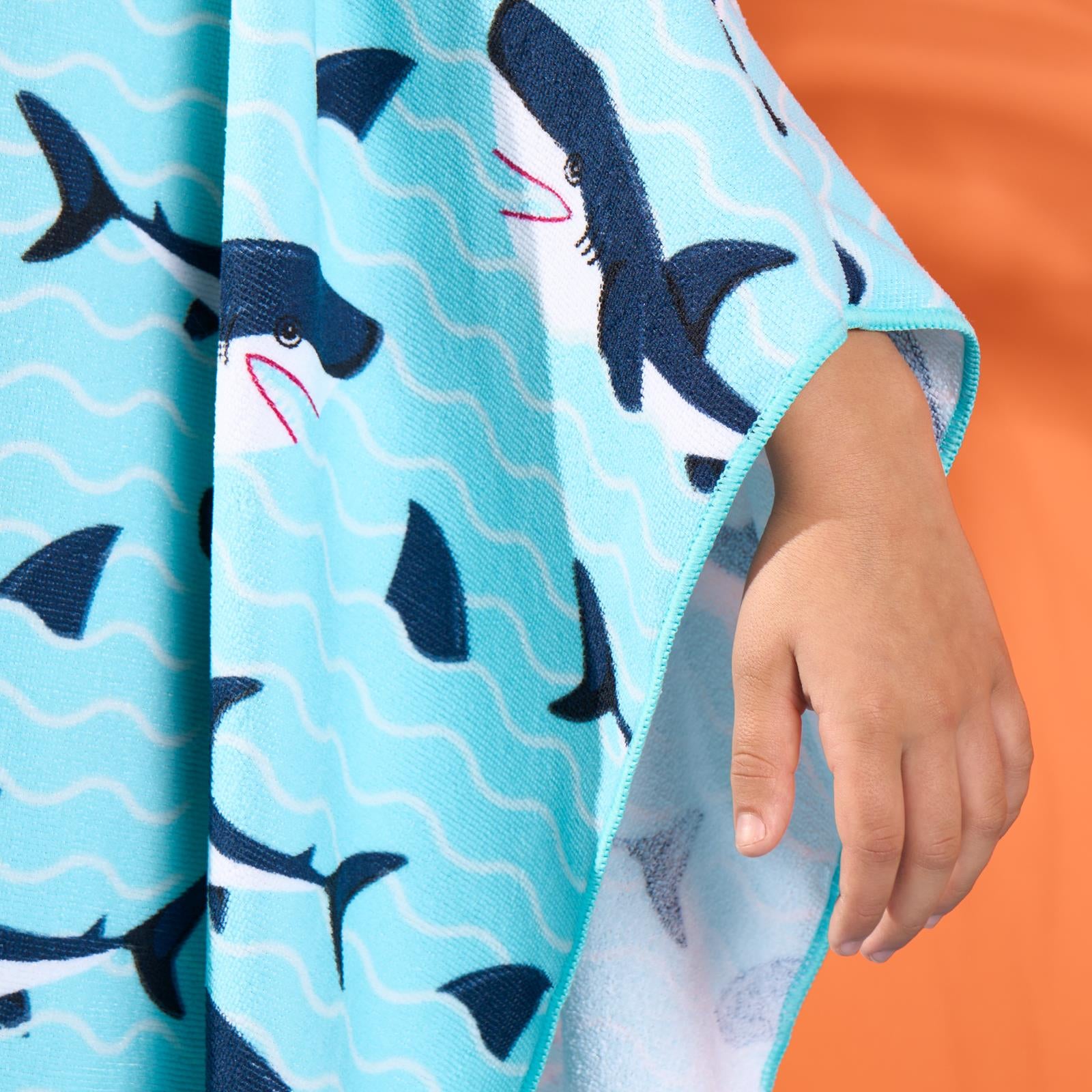Kids Poncho Beach Towel Hooded Quick Dry Microfibre Holiday Swimming Absorbent