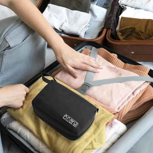 Wash Bag Hanging Toiletry Bag Men Women, Travel Washbag with Hook & Handle, 1 Toilet Bag + 2 Drawstring Bag, Black