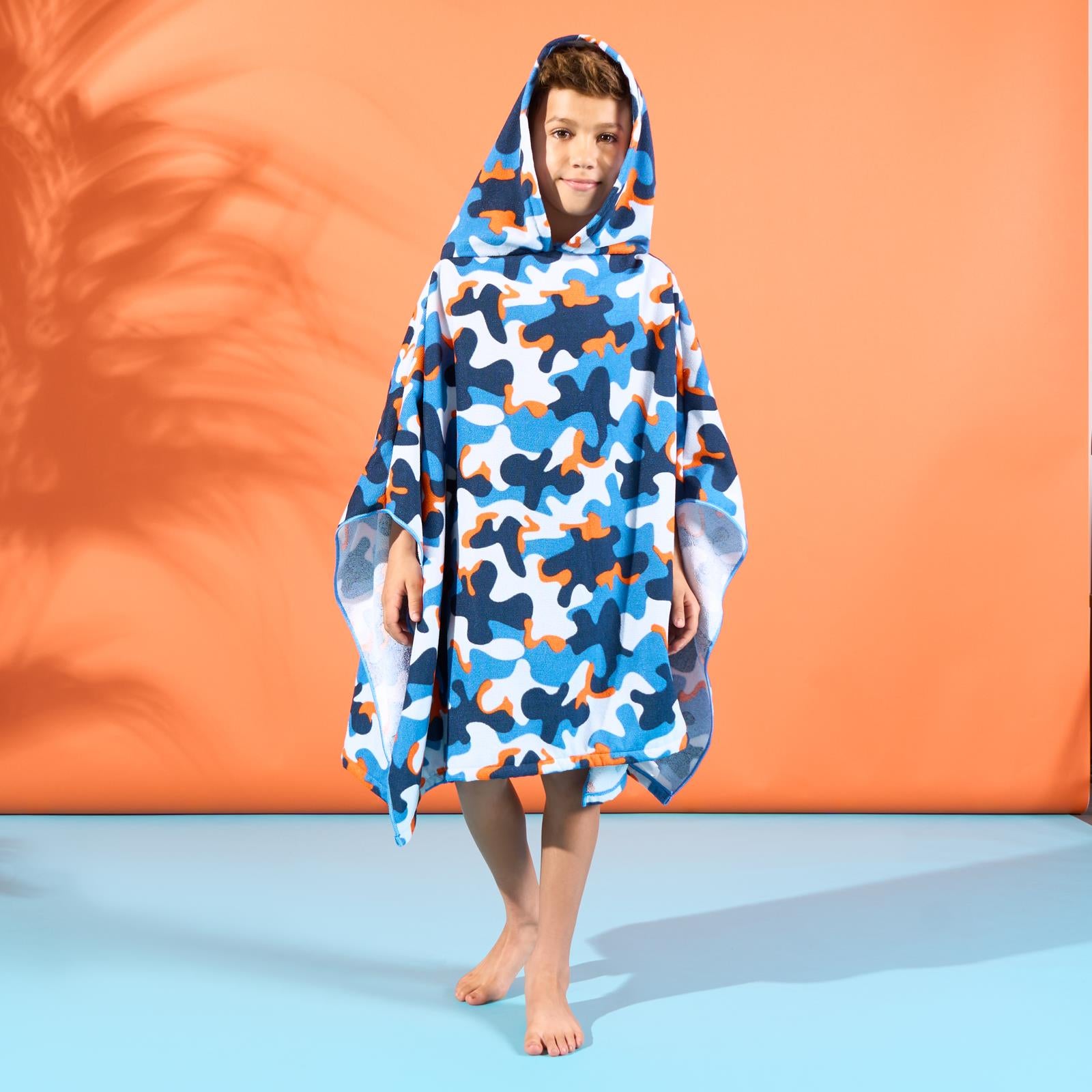 Kids Poncho Beach Towel with Hood, Quick Dry Microfibre - Cruise Accessories 