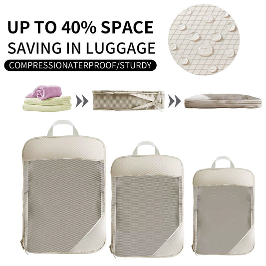 6Pcs Compression Packing Cubes Set for Travel Packing Cubes Compression Compressible Storage Bags for Carry on and Suitcases