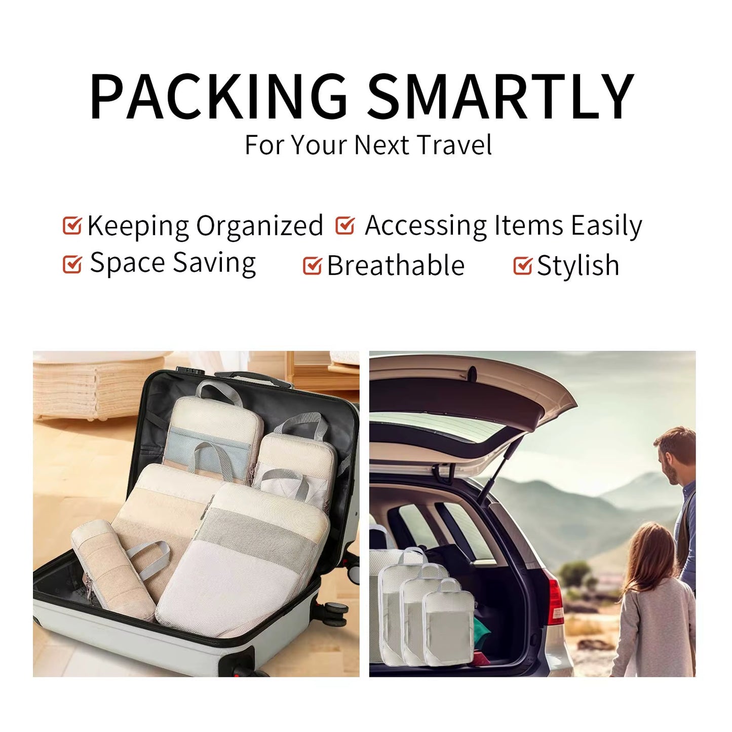 6Pcs Compression Packing Cubes Set for Cruise Packing - Cruise Accessories 