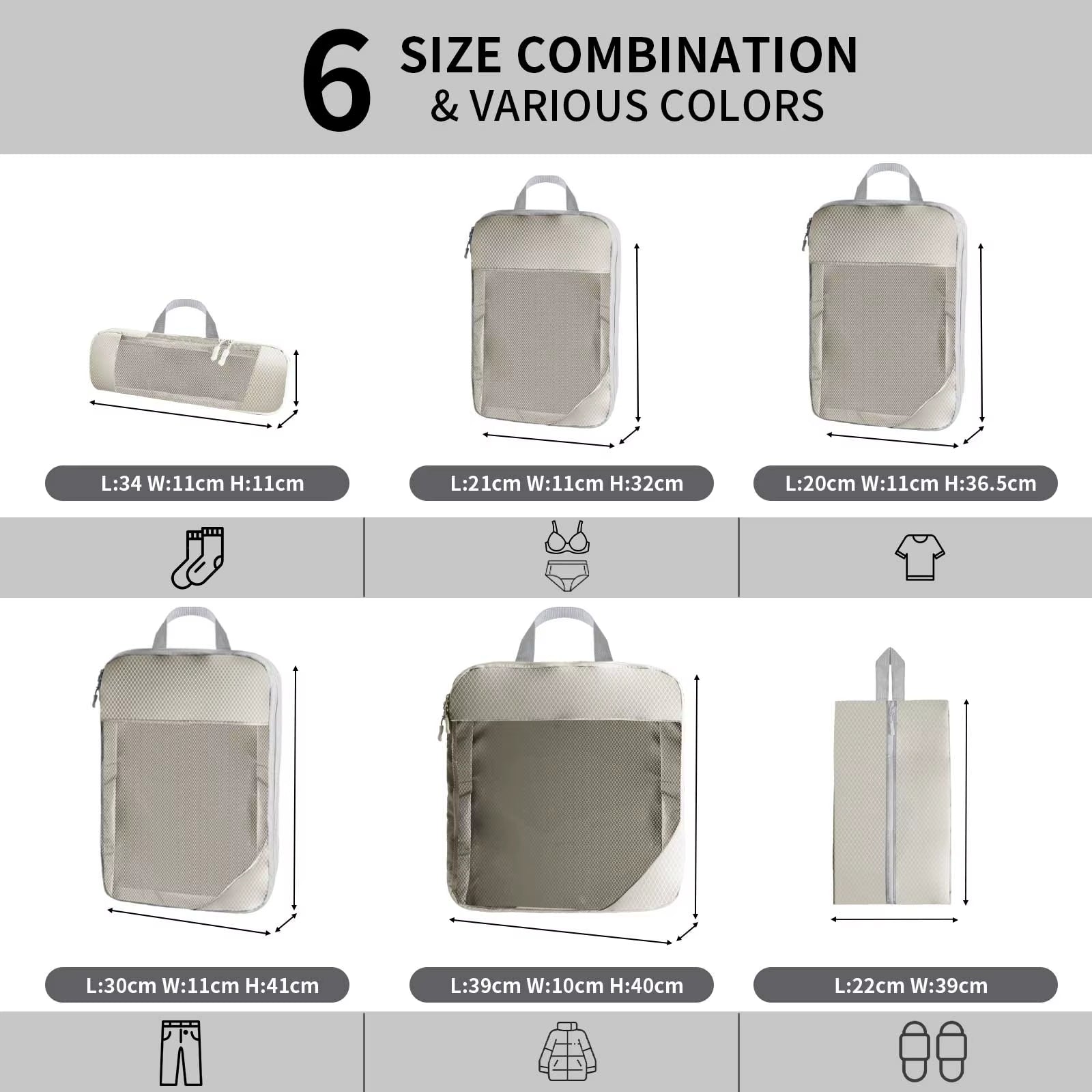 6Pcs Compression Packing Cubes Set for Cruise Packing - Cruise Accessories 