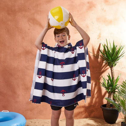 Kids Poncho Beach Towel with Hood, Quick Dry Microfibre - Cruise Accessories 