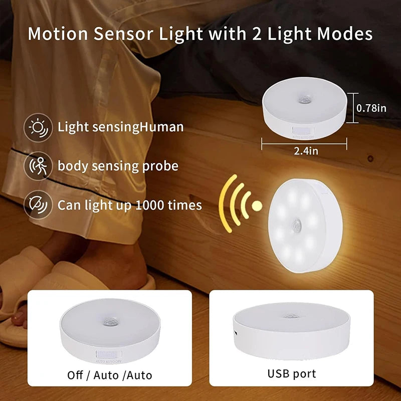 Magnetic base LED Night Light Motion Sensor, USB Rechargeable - Cruise Accessories 