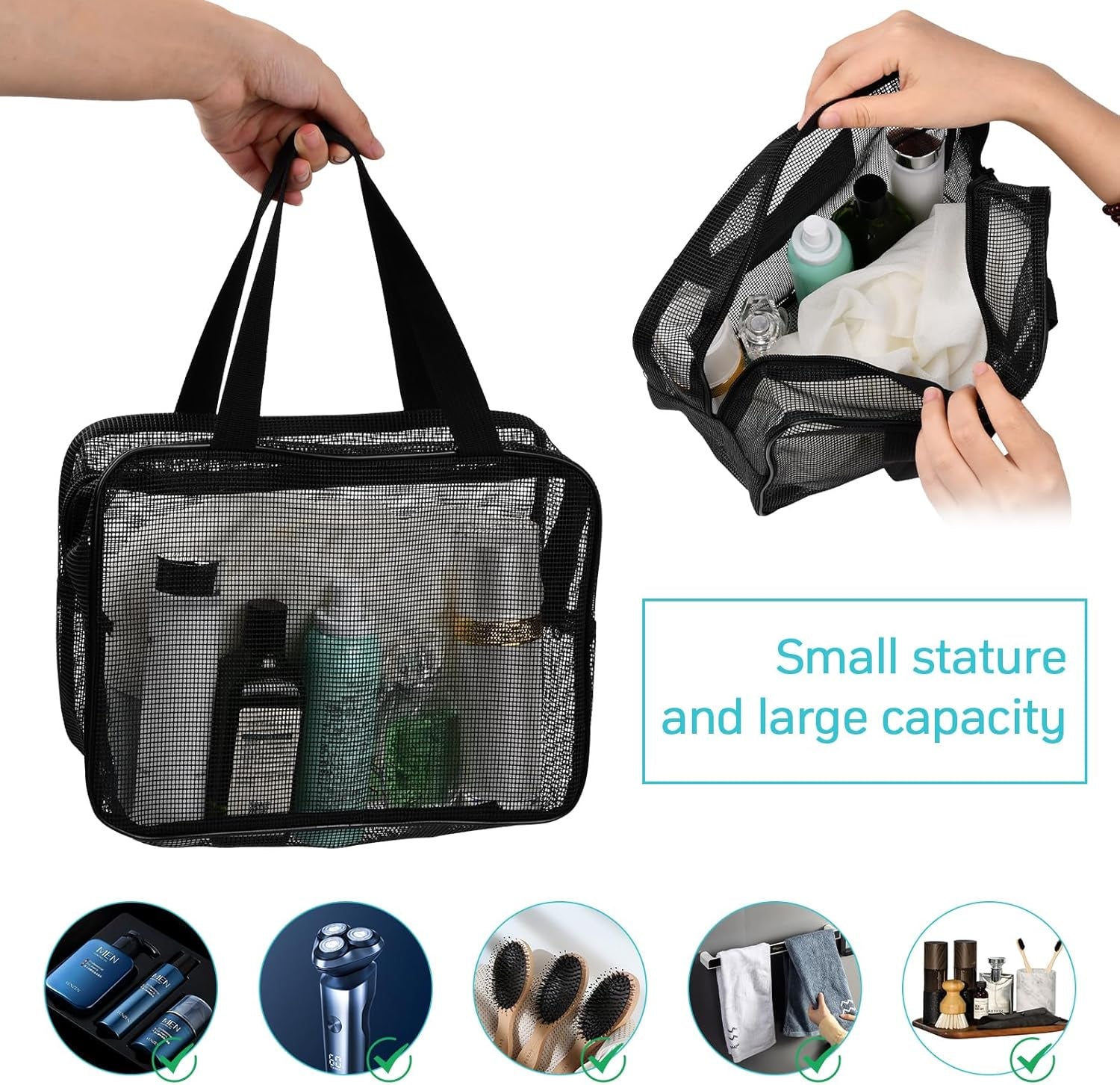 Quick Dry Mesh Beach Bag, Quick Dry Portable Tote Bag with Zipper - Cruise Accessories 