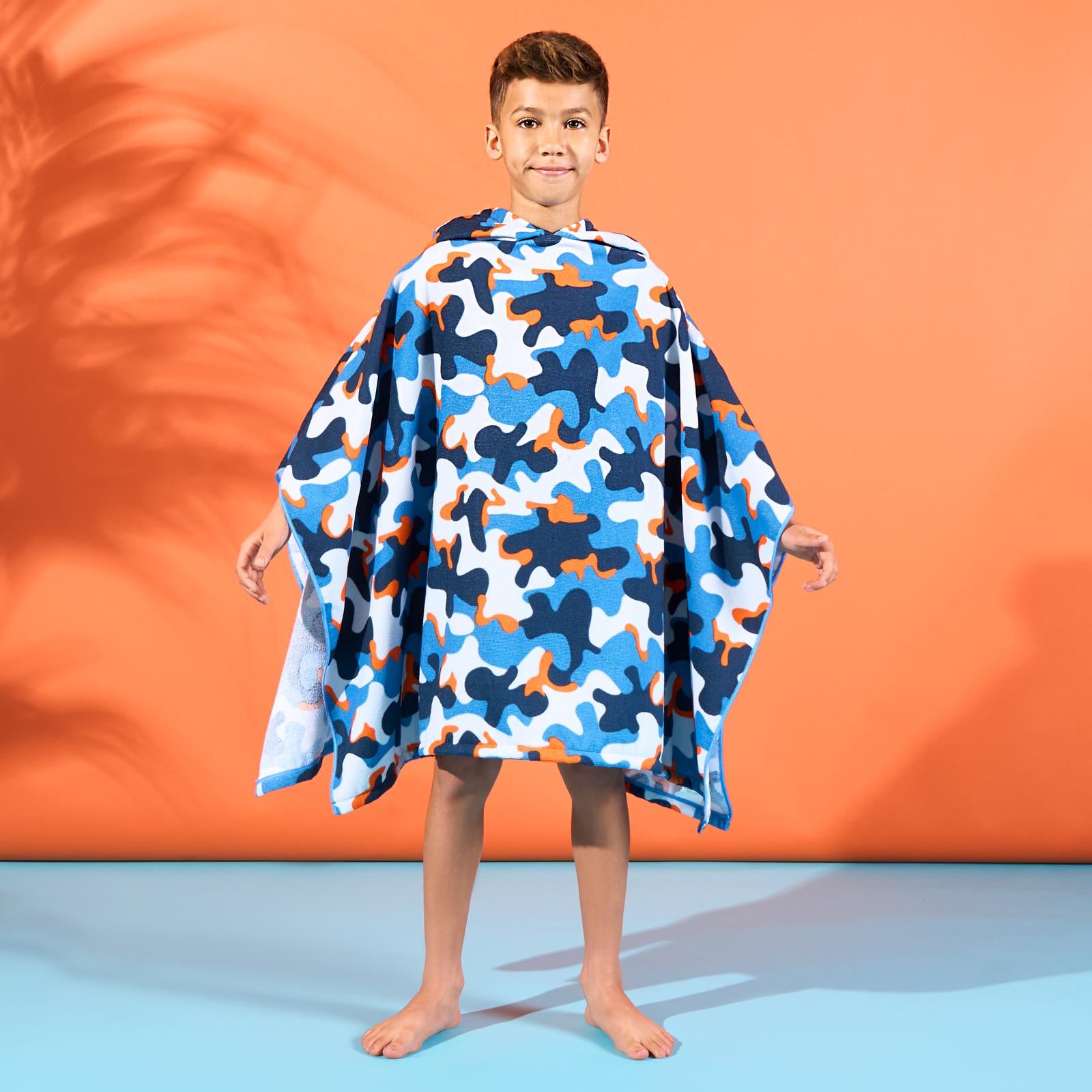 Kids Poncho Beach Towel with Hood, Quick Dry Microfibre - Cruise Accessories 