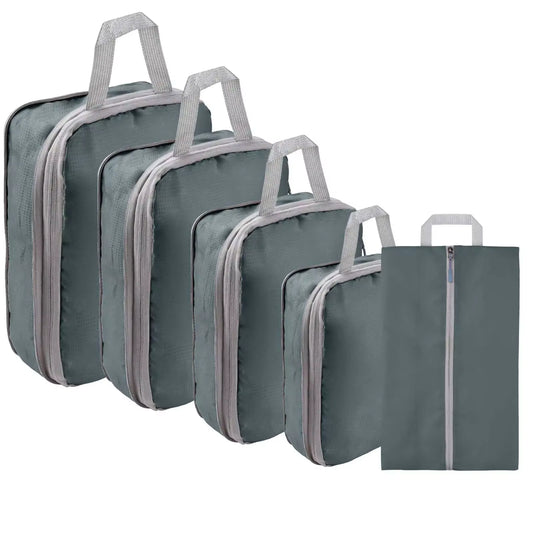 5 Set Compression Packing Cubes Travel Accessories Expandable Waterproof Packing Organizers Bags Suitcase Clothing Sorting