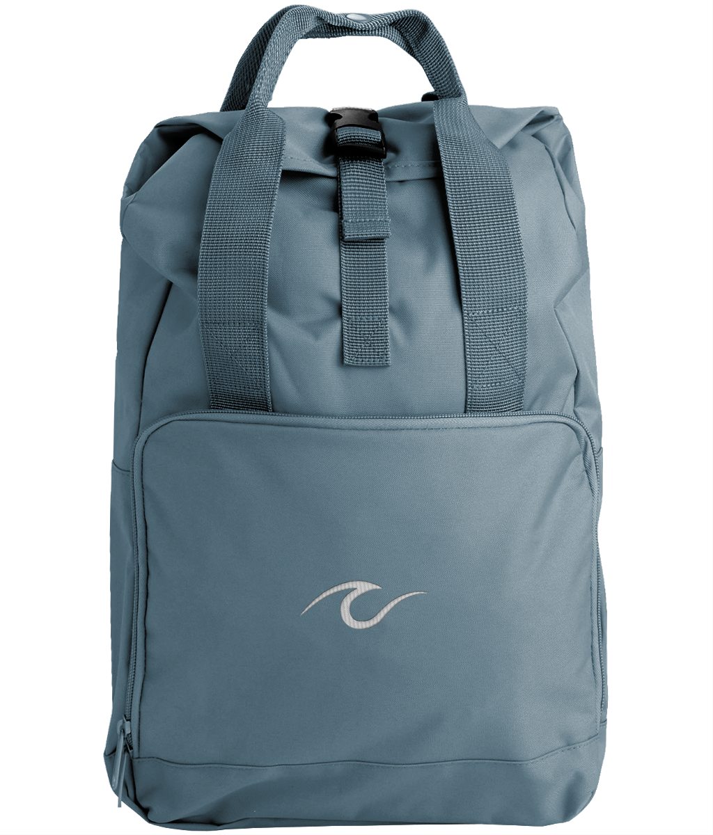 Cruise Wave Embroidered Roll-Top Backpack – Nautical Travel Bag for Cruise Adventures - Cruise Accessories 