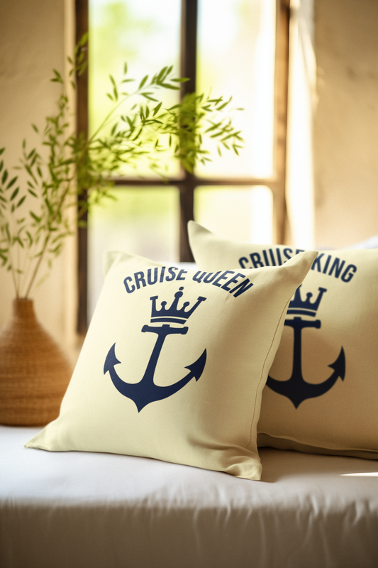 Cruise Queen Throw Cushion – Nautical Travel Gift for Cruise Lovers
